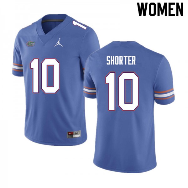 Women #10 Justin Shorter Florida Gators College Football Jerseys Blue